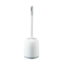 Qocolhg Toilet Brush and Holder Set, Bathroom Deep Cleaning Toilet Cleaner Scrubber Under Rim with Curved Bristle for Dead Corner Clean - Hidden Rv Toilet Decorative Accessories with Caddy