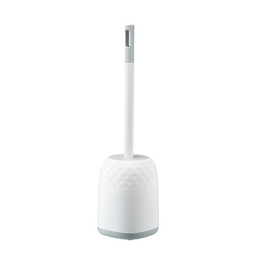 Qocolhg Toilet Brush and Holder Set, Bathroom Deep Cleaning Toilet Cleaner Scrubber Under Rim with Curved Bristle for Dead Corner Clean - Hidden Rv Toilet Decorative Accessories with Caddy