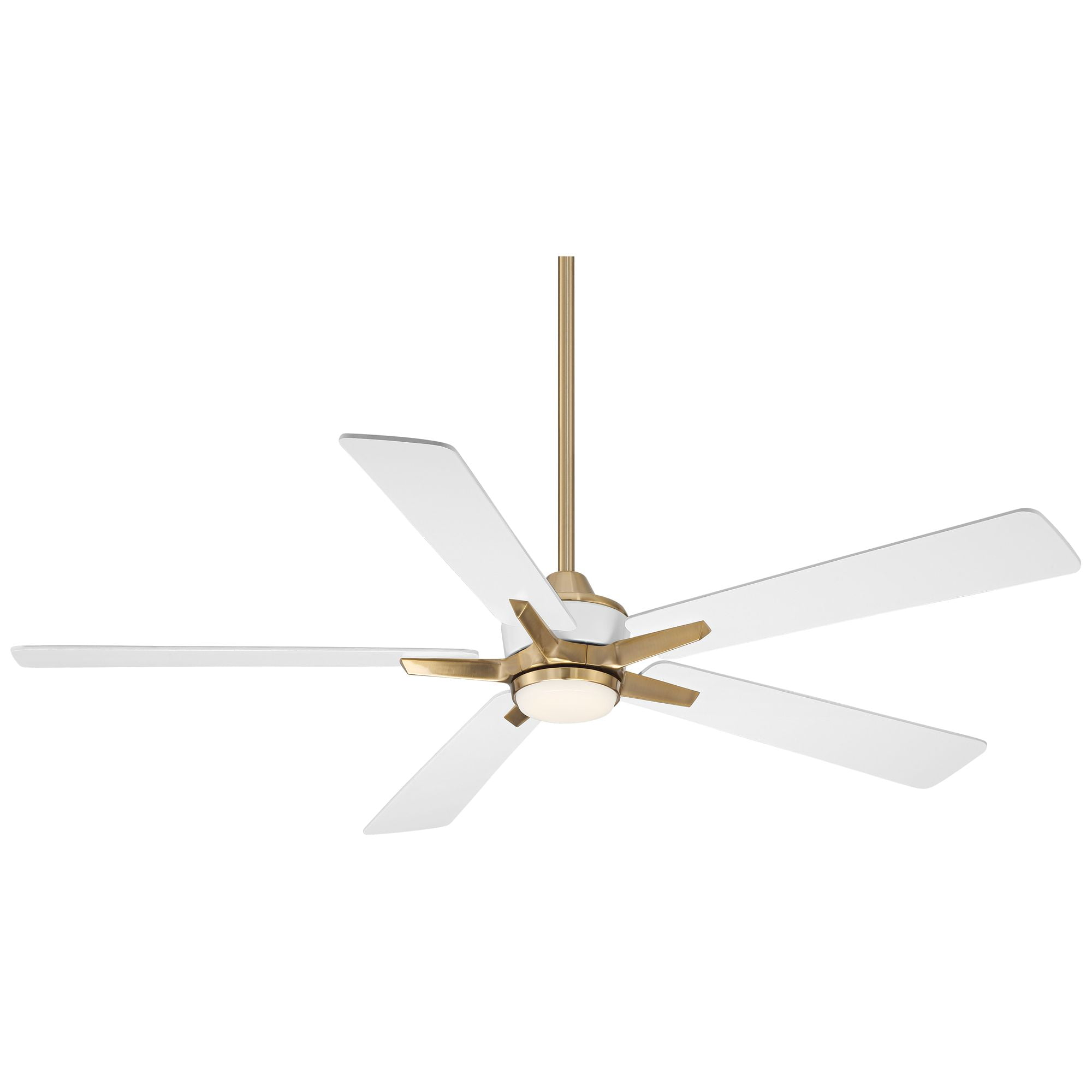 Casa Vieja 52" Vegas Nights Modern Indoor Ceiling Fan 5 Blade LED Light Remote Control Soft Brass Finish White Wood Blades Bedroom