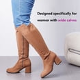 thumbnail image 4 of LOVE STEETLY Women's Extra Wide Calf Knee High Boots True Wide Width Chunky Heeled Boot Comfortable Plus Size Tall Long Gogo Boots for Women., 4 of 7