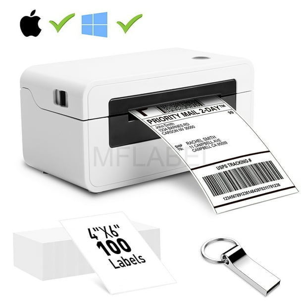 4x6 Direct Thermal Shipping Barcode Label Printer - Mail Postage Label Printing Machine with 100 Blank Labels - Direct USB One Click Set up, ...