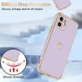 thumbnail image 2 of Compatible with iPhone 12 Case for Women Girls Cute Gold Heart Pattern Luxury Plating Soft TPU Silicone Shockproof Phone Case Protective Bumper Cover for iPhone 12(6.1 inch),Purple, 2 of 14