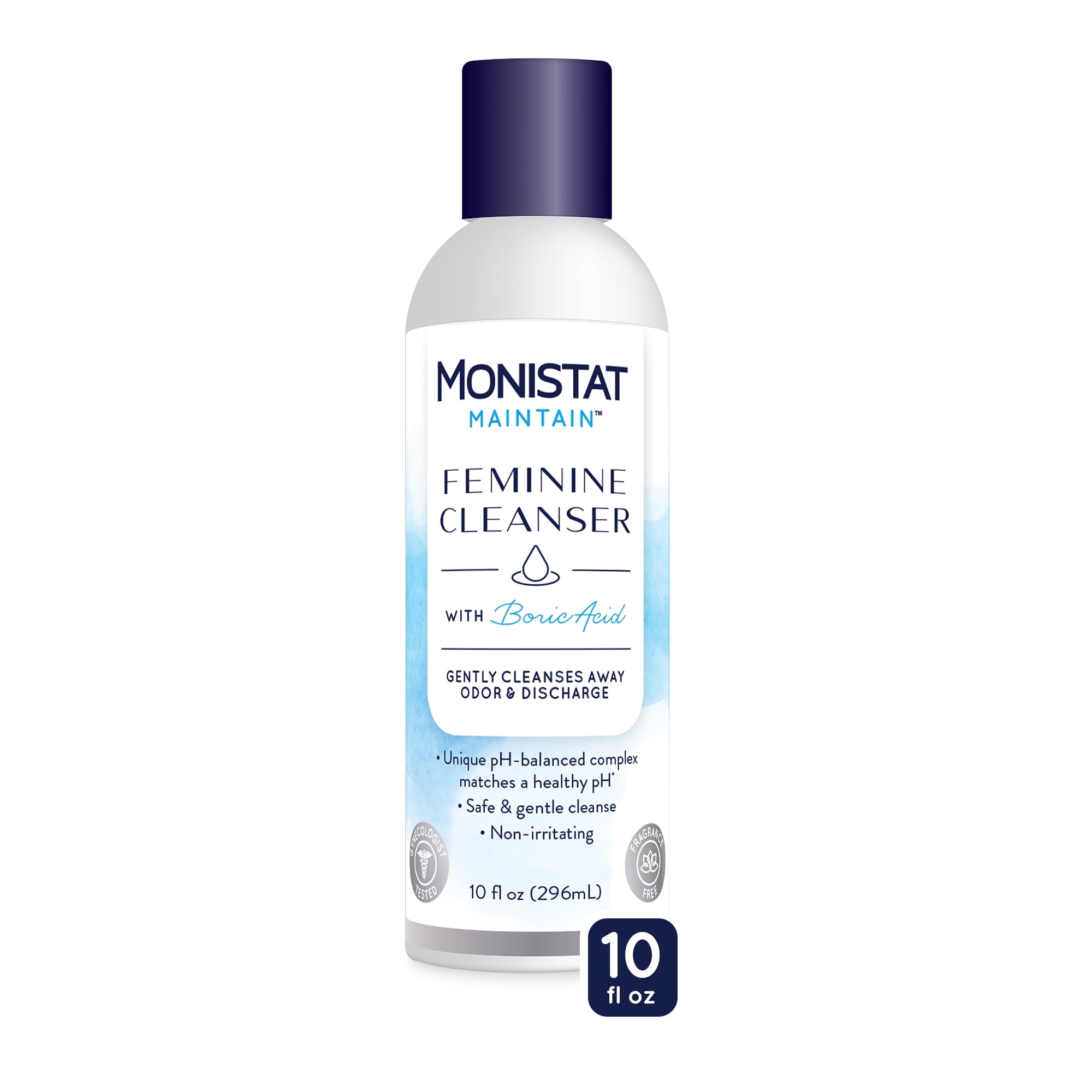 MONISTAT Maintain Feminine Cleanser with Boric Acid, Fragrance Free, Washes Away Odor, 10 fl oz