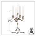thumbnail image 3 of Romantic Hamptons Five Candle Silver Candelabra, Hand Crafted of Silver Aluminum Nickel, 11.75 Inches, 30 cm, Fits Standard Taper Candles, 3 of 8