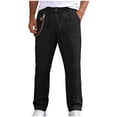 thumbnail image 2 of Men's Linen Casual Pants with Drawstring Waist and Side Pockets, 2 of 9