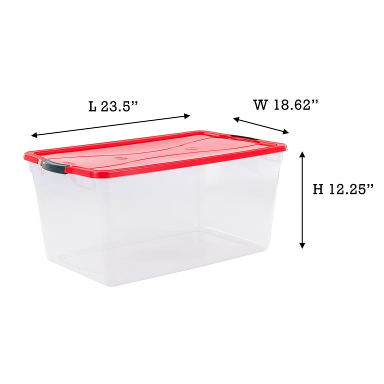 Rubbermaid Cleverstore 18 Gal Plastic Holiday Storage Tote, Clear