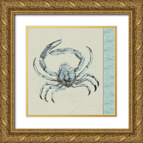 JMB Designs 26x26 Gold Ornate Wood Framed with Double Matting Museum Art Print Titled - Crab