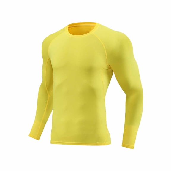 Posijego Mens Athletic Long Sleeve Shirts Solid Color Slim Stretch Crew Neck Sports Running Workout Active Tee Tops