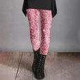 thumbnail image 2 of Women's Leggings Pink Glitter Sequin Print Breathable Seamless Casual Running Workout Leggings, 2 of 5