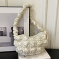thumbnail image 4 of PU plisado mujer bandolera bolso acolchado hilo bordado bolso (blanco), 4 of 8