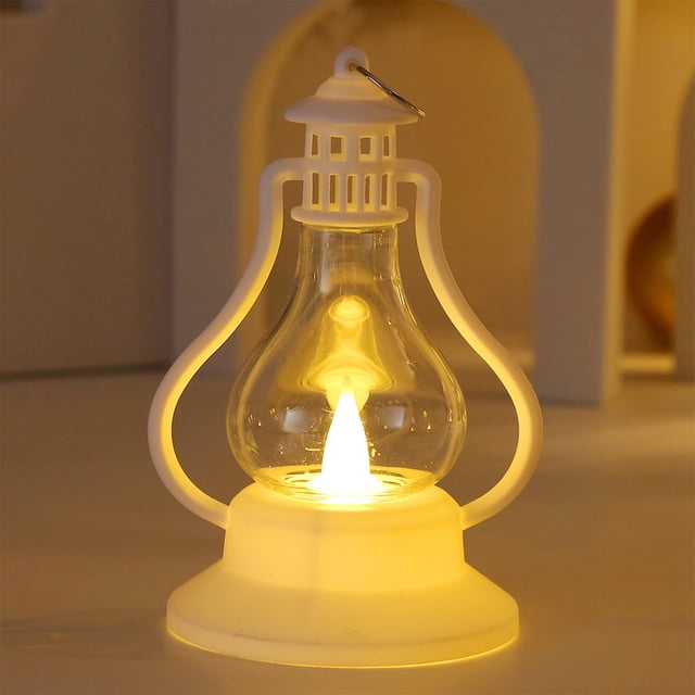 Vela Electrónica de Luz Ambiental, Mini Lámpara de Aceite Navideña, Luz Nocturna, Decoración Festiva - Plástico Blanco 13X9X8Cm | Wym251007006Wh