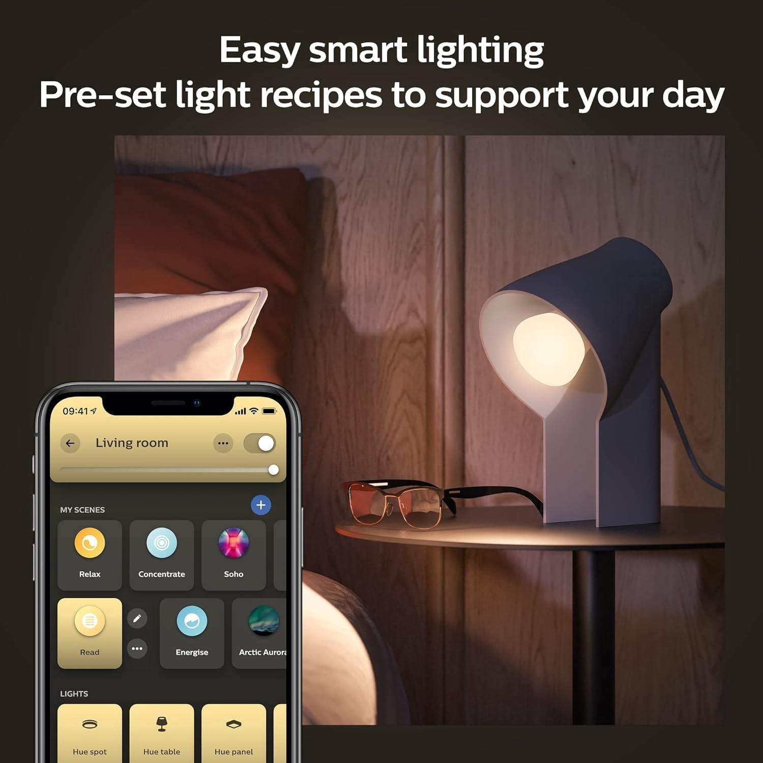 Smart 60W A19 LED Bulb - White Ambiance Warm-to-Cool White Light - 2 Pack - 800LM - E26 - Indoor - Control with Hue App - Works with Alexa, Google Assistant and Apple Homekit