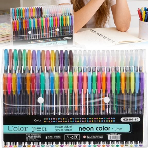 Niriyo Glitter Gel Pen Set - 60-Piece Professional Art Pens with 1.0mm Medium Tip, Assorted Metallic Colors, Quick-Dry Ink, Perfect for Adult Coloring Books, 1 Set, Artist Supply