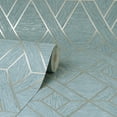 thumbnail image 2 of Malcolm Teal Geo Wallpaper, 20.5-in by 33-ft, 56.38 sq. ft, 2 of 5