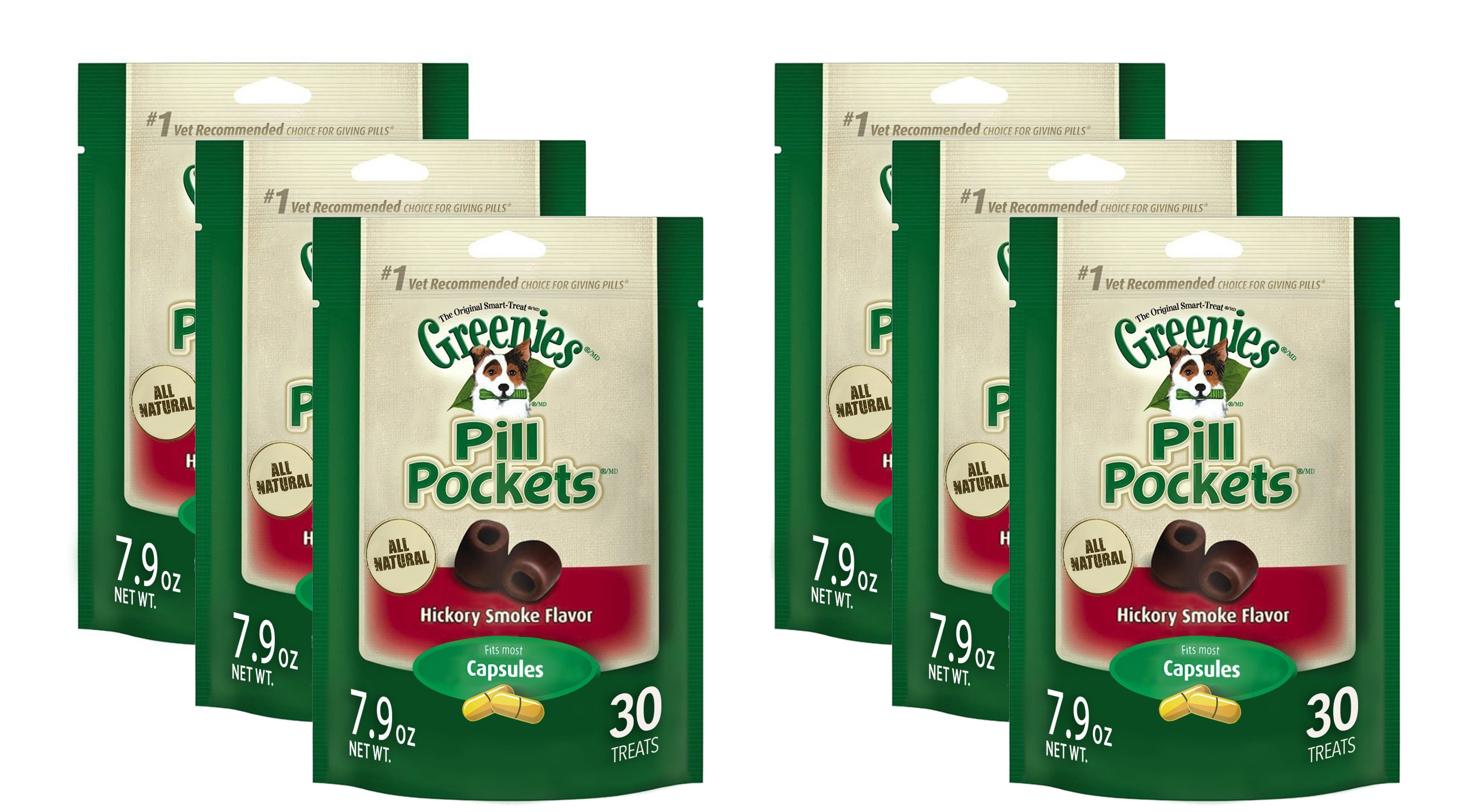 Greenies Pill Pockets, Hickory Smoke Flavor Treats for Dogs, 6 Pack