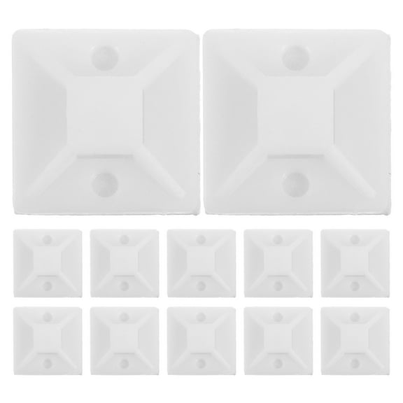 Amosfun 100Pcs White Adhesive Cable Tie Mounts Reusable for Flat Surface Cables
