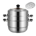thumbnail image 1 of Olla de acero inoxidable Cola Olla de vapor de acero inoxidable portátil 3 niveles, 1 of 8