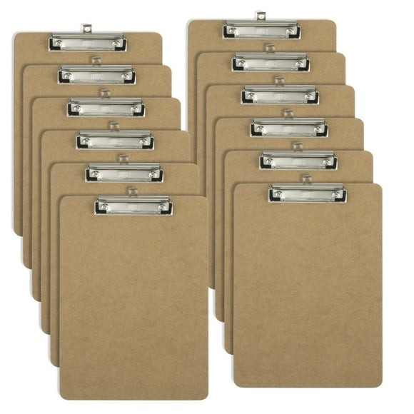 Officemate Letter Size Wood Clipboards, Low Profile Clip, 12 Pack Clipboard, Brown (83812)
