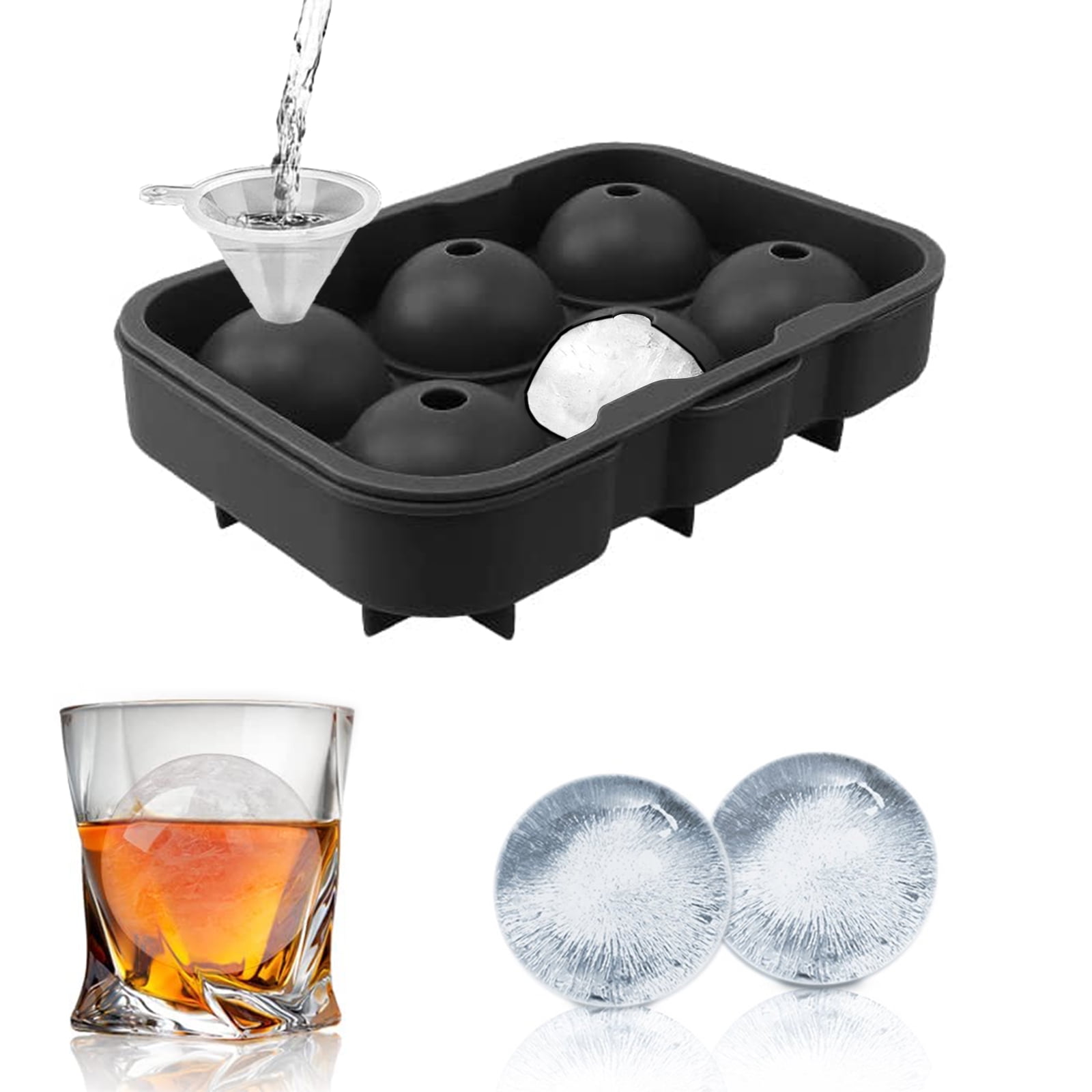 Ice Cream Cube Molder Balls Tray Maker Sphere Mould Party Bar Silicone 6 Holes 