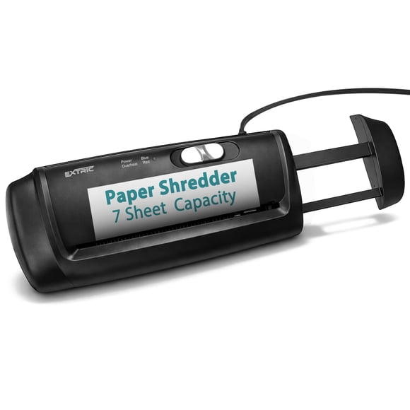 Paper Shredder for Home, Portable Paper Shredders Heavy Duty with Extendable Arm – 7 Sheet Strip-Cut, Credit Card Slot, Mini Document Shredder W