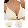 thumbnail image 2 of qolati Womens Front Closure T-Shirt Bra Seamless Full-Coverages No Underwire Lightly Padded Bras Wireless Comfortable Breathable Push Up Everyday Bras, 2 of 4