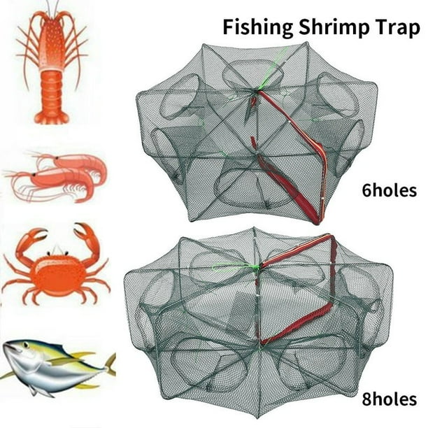 Fishing Tool 6/8 Hole Automatic Fishing Net Shrimp Cage Nylon Folding