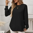 thumbnail image 4 of vigerkar Womens Tops Crewneck Long Sleeve Waffle Knit Solid Color Shirts Loose Casual Tunic Tops (Black, XXL), 4 of 7