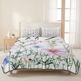 thumbnail image 3 of Full Quilt Set 78''x90'', Pink Blue Spring Floral Lightweight Bedspread Coverlet Set with 2 Pillow Shams, Watercolor Elegant Botanical Breathable All Season Quilt Bedding for Bedroom/Guest Room, 3 of 9