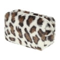 thumbnail image 1 of 1 Pc Dama Duradera Bolsa de Maquillaje con Estampado de Leopardo para Vacaciones y Viajes de Negocios Beige de Franela, 1 of 3