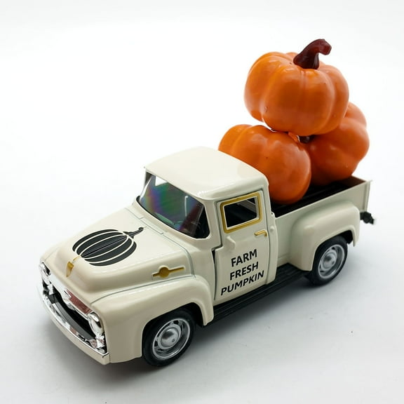 Thanksgiving Truck Decoration,Farmhouse Metal Trucks Pickup Tiered Tray Decor for Tabletop Home Kitchen Centerpiece Decorations,Harvest Festival Truck with 3 Pumpkins Decor