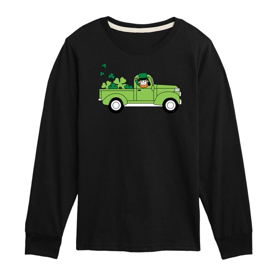 Instant Message - St. Patrick's Day - Leprechaun Truck - Delivering Luck - Toddler And Youth Long Sleeve Graphic T-Shirt