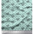 thumbnail image 1 of Soimoi Green Silk Fabric Dot & Good Day Start With Coffee Text Print Fabric by the Yard 42 Inch Wide, 1 of 3