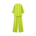 thumbnail image 6 of VBVC Women's 3/4 Sleeve 2 Piece Set,V-Neck Top and Wide Leg Pants For Women, Ladies' Breathable Summer Workwear with Pockets,Green,S-3XL, 6 of 8