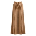 thumbnail image 4 of TEAJOPSUU Womens Pleated Wide Leg Palazzo Maxi Pants Flowy High Waist Elastic Elatic Drawstring Culottes Pants Dressy Daily Everyday Vacation Trousers Khaki, 4 of 5