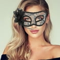 thumbnail image 5 of Unique Bargains Halloween Christmas 1 Pc Floral Lace Half Face Party Mask for Masquerade Party Black, 5 of 5