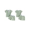 thumbnail image 2 of Cenuakty Toddler 6M 12M 18M 2T 3T 4T 5T Baby Boy Summer Outfit Casual Striped Button V Neck Short Sleeve Tops and Shorts 2 Pcs Set, 2 of 9