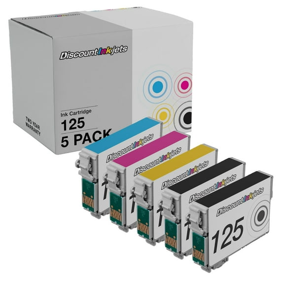 DI Ink Cartridge Replacements for Epson 125 (Combo Set, 5 pack) Compatible with Stylus: NX420, NX230, NX130, NX625, NX125, NX127, and NX530
