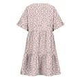 thumbnail image 7 of LOVZFMLL Summer Dresses for Women Casual Loose V Neck Short Sleeve Mini Dress Ruffle Swing Polka Dot/Boho Floral Print Beach Sundress Light Pink A XL, 7 of 7