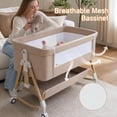 thumbnail image 3 of PRVAETU Baby Bassinet, 3-in-1 Baby Bassinet Bedside Sleeper with Wheels, Adjustable Easy Folding Portable Rocking Crib for Infant Newborn (Khaki), 3 of 6