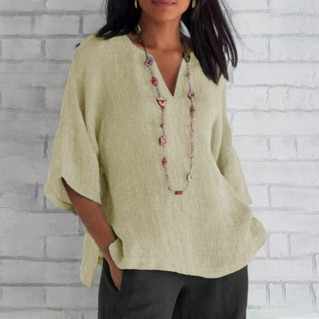 Puntoco 2024, tops a la moda de verano para mujer, camiseta holgada de manga corta con cuello en V y estampado informal a la moda para mujer, jersey, tops