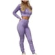 thumbnail image 1 of Mujeres con cuello en V Manga larga Tops Pantalones largos Dos piezas Conjunto sólido Traje casual Wmkox8yi bvn3073, 1 of 7