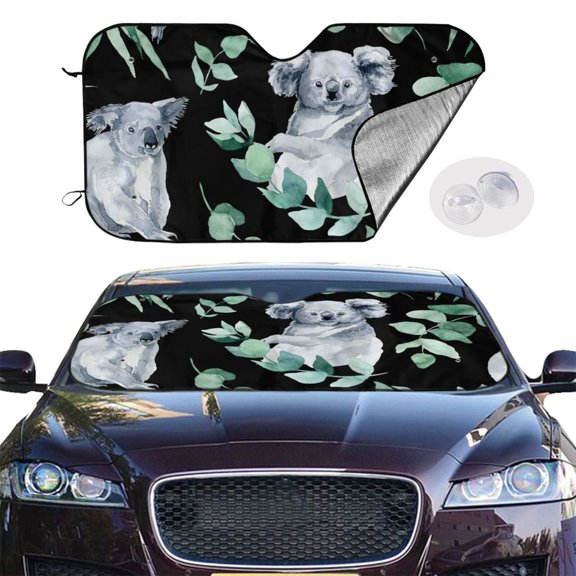 Picia Cartoon Koala Bear Curved Windshield Sunshade Accordion Folding Style Auto Shade for Car Truck SUV Van Blocks UV Ray Sun Visor Protector -Small