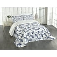 thumbnail image 3 of Ambesonne Fishes Quilted Bedspread Set 3 Pcs, Japanese Carp Sketch, Queen Size, Navy Blue White, 3 of 5