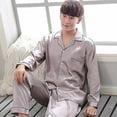 thumbnail image 1 of Ensembles de Pyjama en Soie Noire pour Hommes, 1 of 5