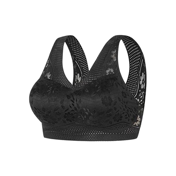 Sujetador para correr y yoga, ropa interior deportiva sin aros con cuello en V y encaje Sexy a la moda para mujer Fridja nalpqowj8833