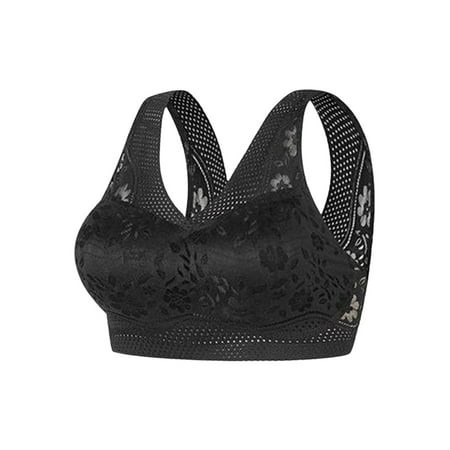 

Women Wirefree Sports Bras Seamless Low Impact Workout Gym Yoga Bra Mesh Full Coverage Lightly Padded T Shirt Bra