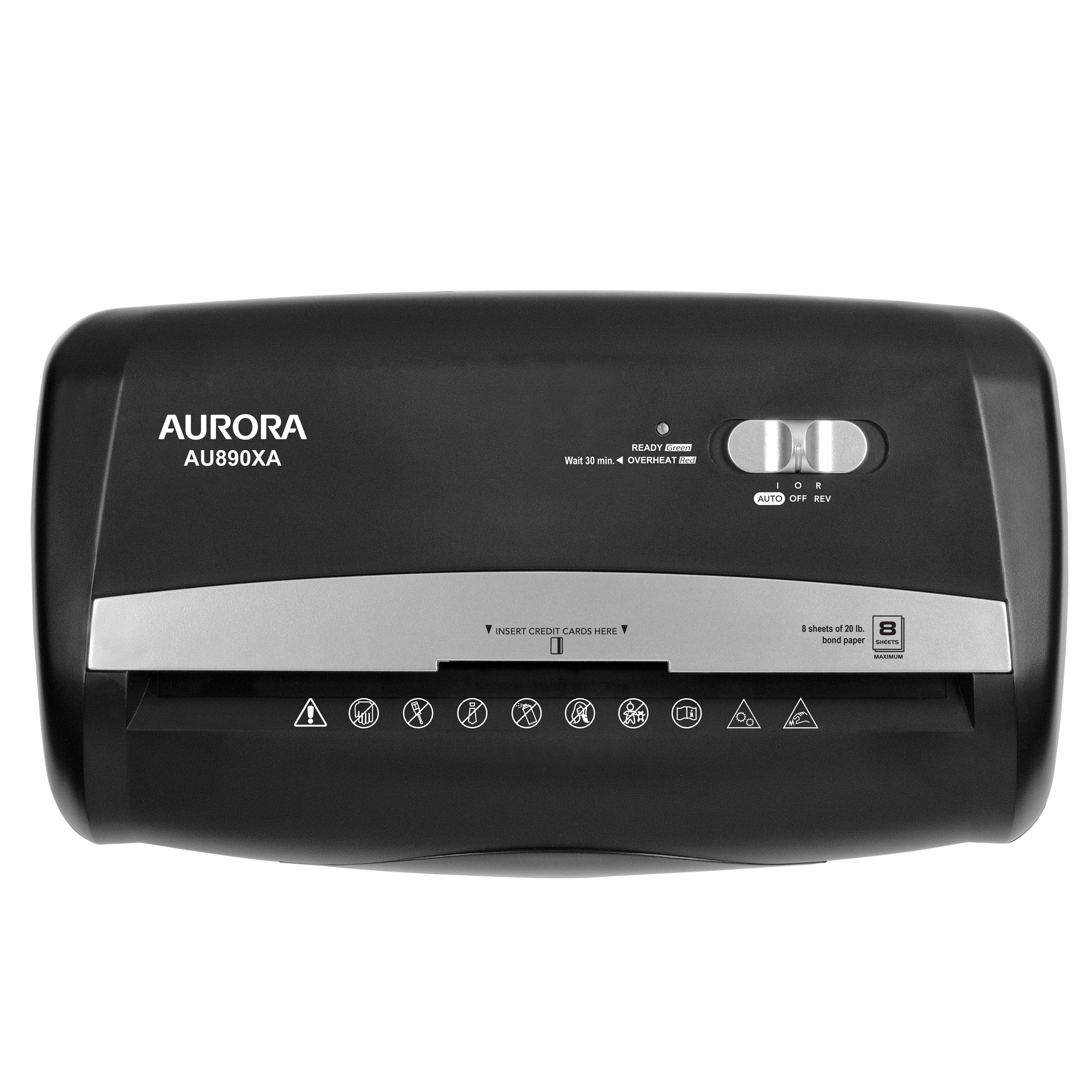 Aurora AU890XA 8-Sheet Crosscut Paper and Credit Card Shredder with Wastebasket