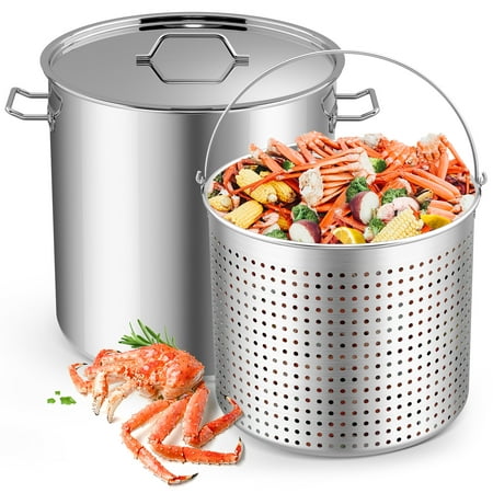 

ARC USA 100QT-25 Gallon Stainless Steel Stock Pot Turkey Fryer Pot Crawfish Pot with Basket