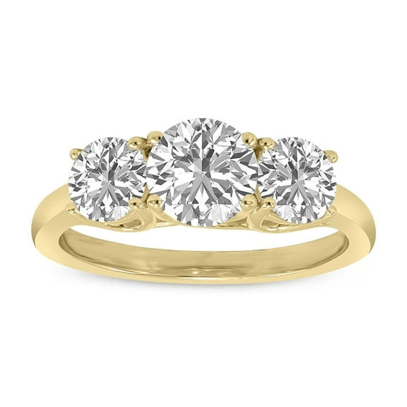 SZUL Women's 2 Carat TW Three Stone Lab Grown Diamond Ring in 14K Yellow Gold