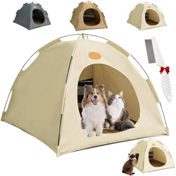 Breezyden Pop-Up Pet Tent – Portable Hideaway for Cats & Small Dogs, 2025 New Upgrade Pet Cute Cave Nest Dog House, Puppies and Other Small Animals (Off-White, S)